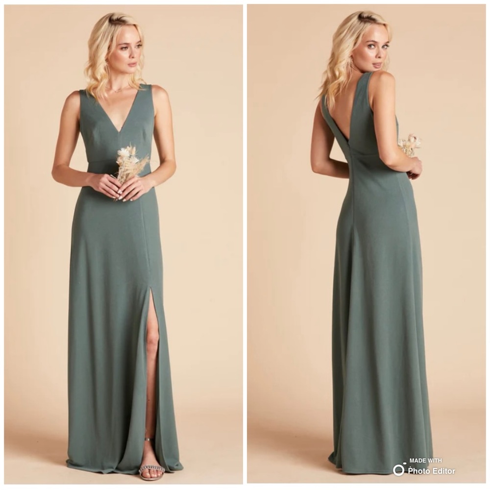 Birdy Grey Sea Glass Crepe Shamin Maxi Dress Size Small Bridesmaid Formal NWT